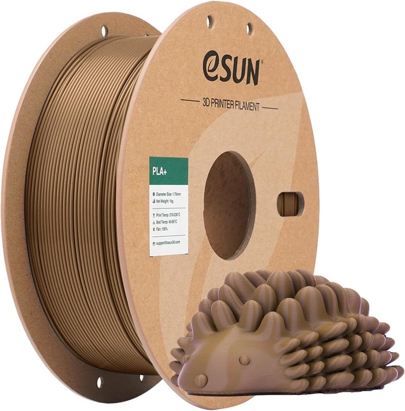 eSUN PLA+ Filament 1.75mm 1KG, 3D Printer Filament Dimensional Accuracy +/- 0.03mm, 1kg Cardboard Spool(2.2lbs) 3D Printing Filament, Fits for Most FDM 3D Printers,Brown - Image 1
